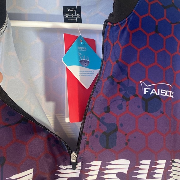 FAISOX UPF50+ Lure Fishing Jersey Ice Silk Half Stand Collar Long Sleeve Size XL - Picture 9 of 13